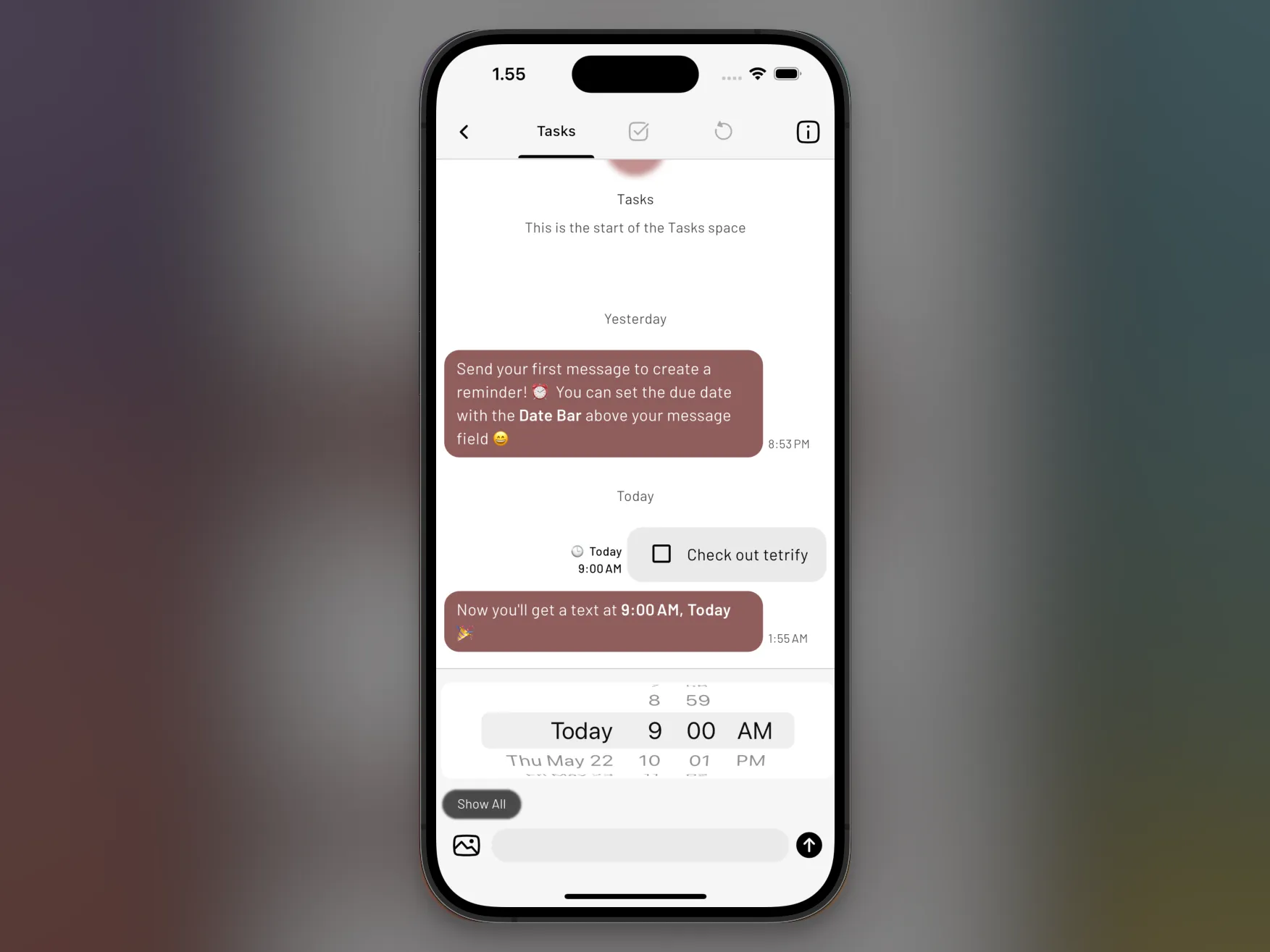 tetrify app screenshot, showcasing its todo list features